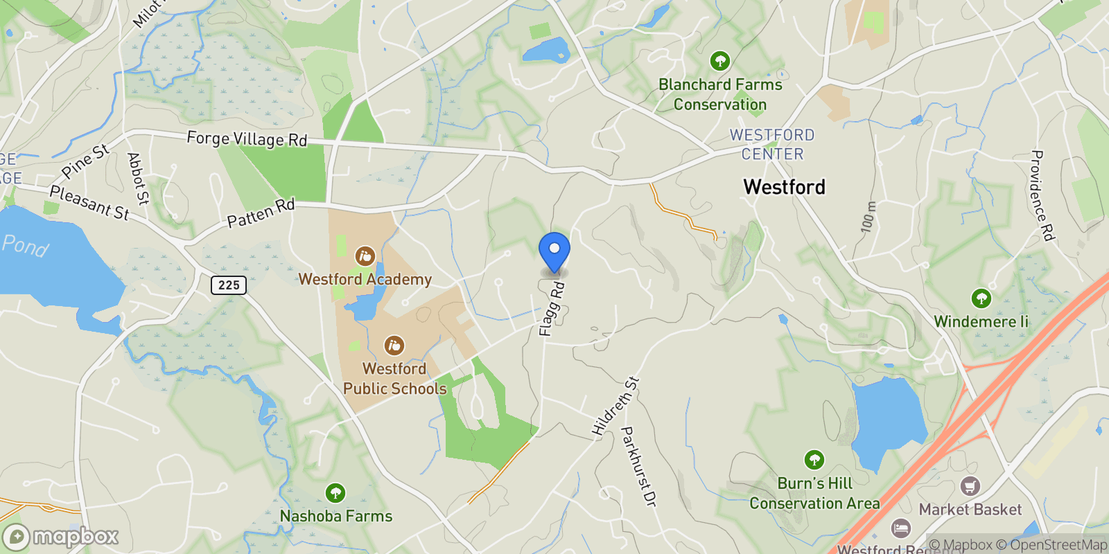 Map showing 21 Flagg Road , Westford, MA 01886, Westford, Massachusetts, United States.