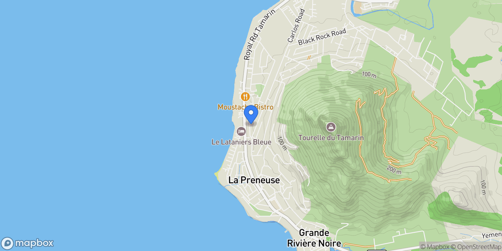 Map showing Black River, Rivière Noire District, Mauritius.