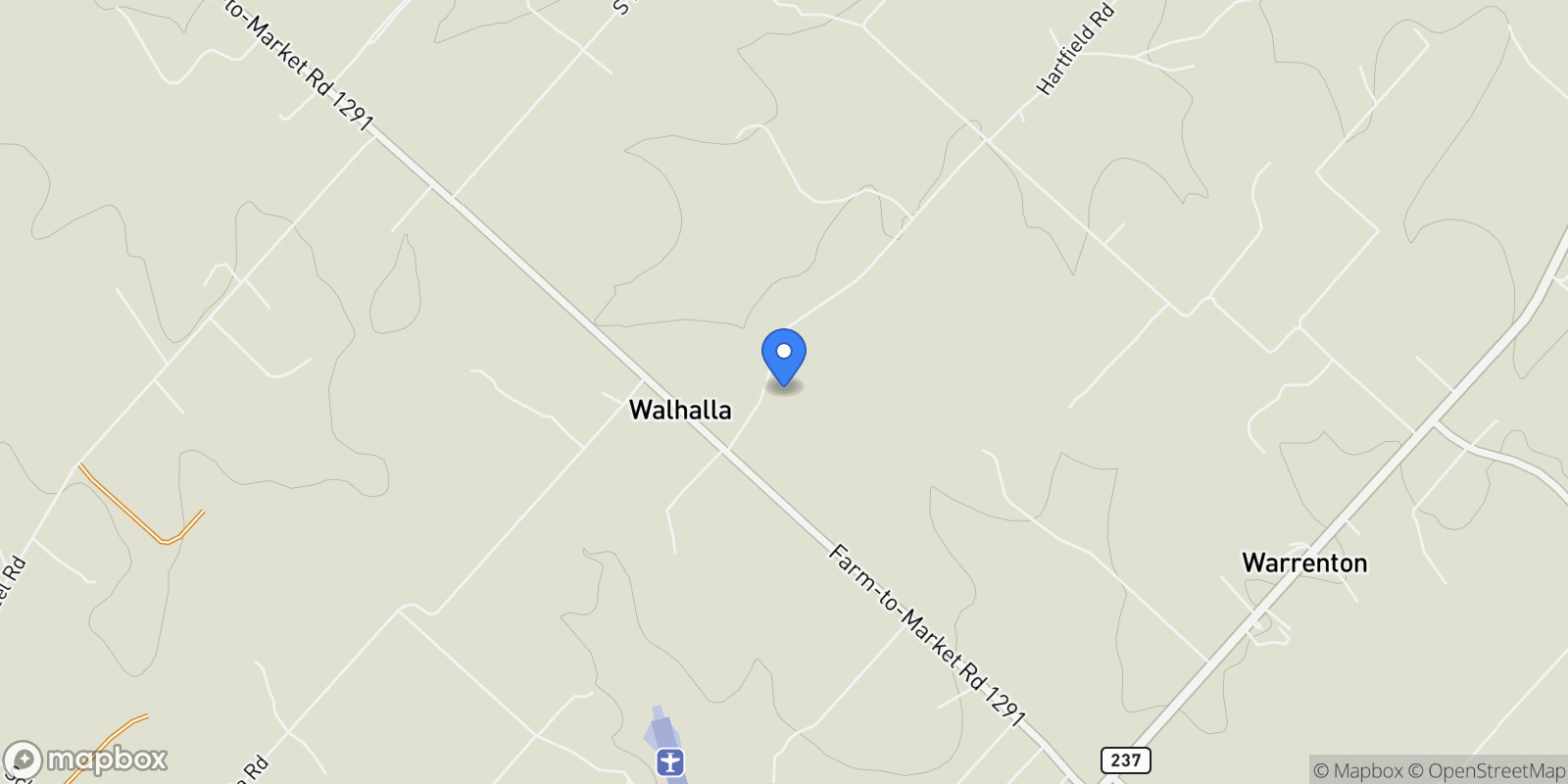 Map showing 104 Hartfield Hill Ln , Round Top, TX 78954, Round Top, Texas, United States.