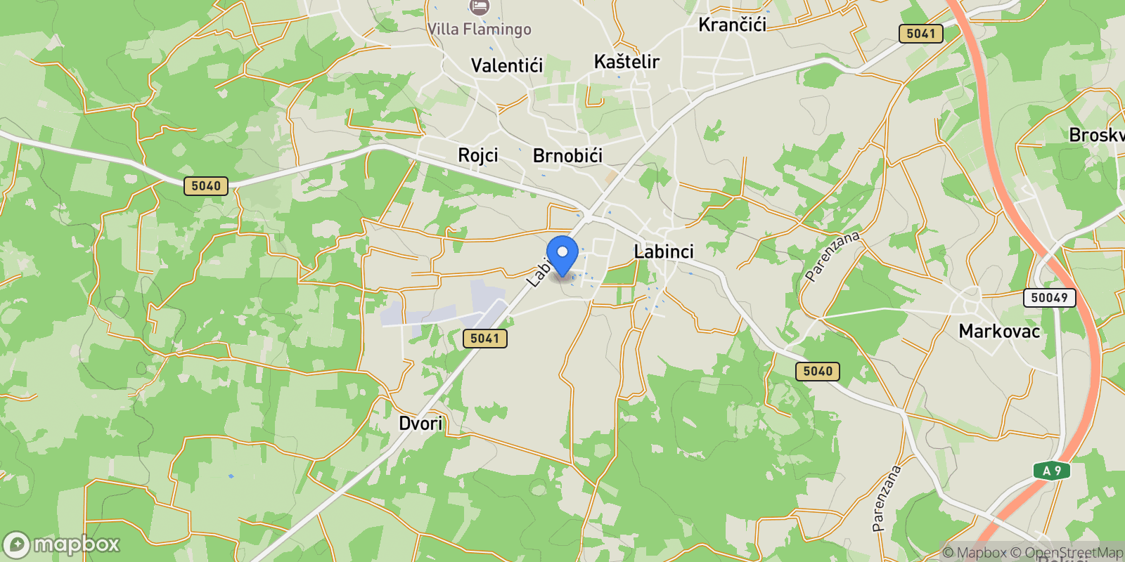 Map showing Labinci, Istria, Labinci, Istria County, Croatia.