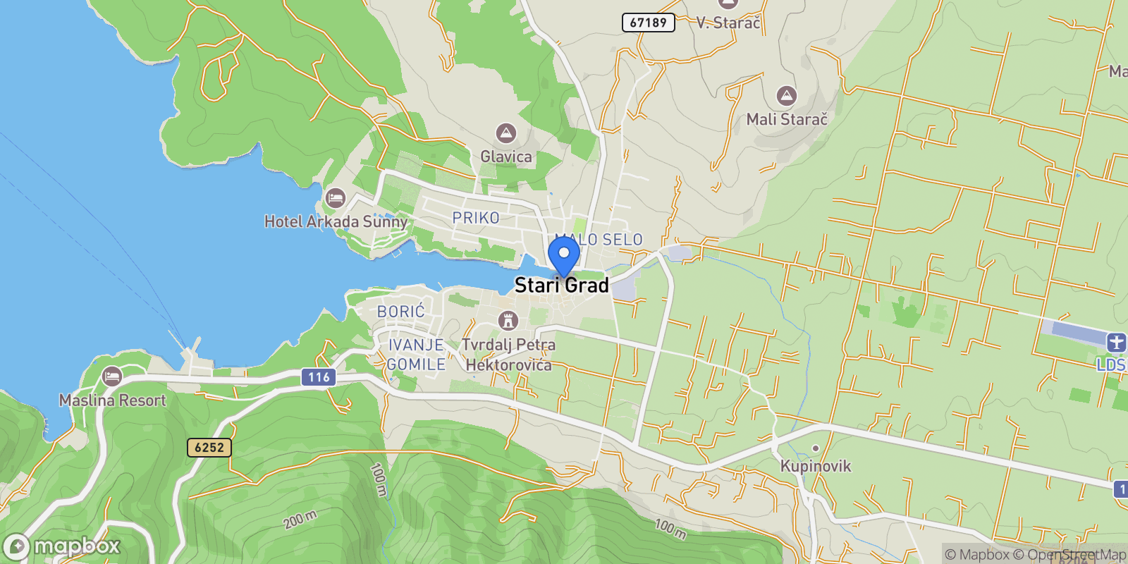 Map showing Stari Grad, Split-Dalmatia, Stari Grad, Split-Dalmatia County, Croatia.