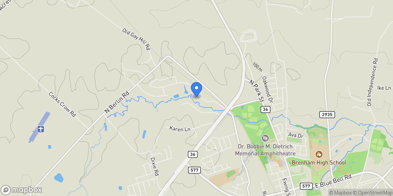 Map showing 2629 Benton Drive , Brenham, TX 77833, Brenham, Texas, United States.