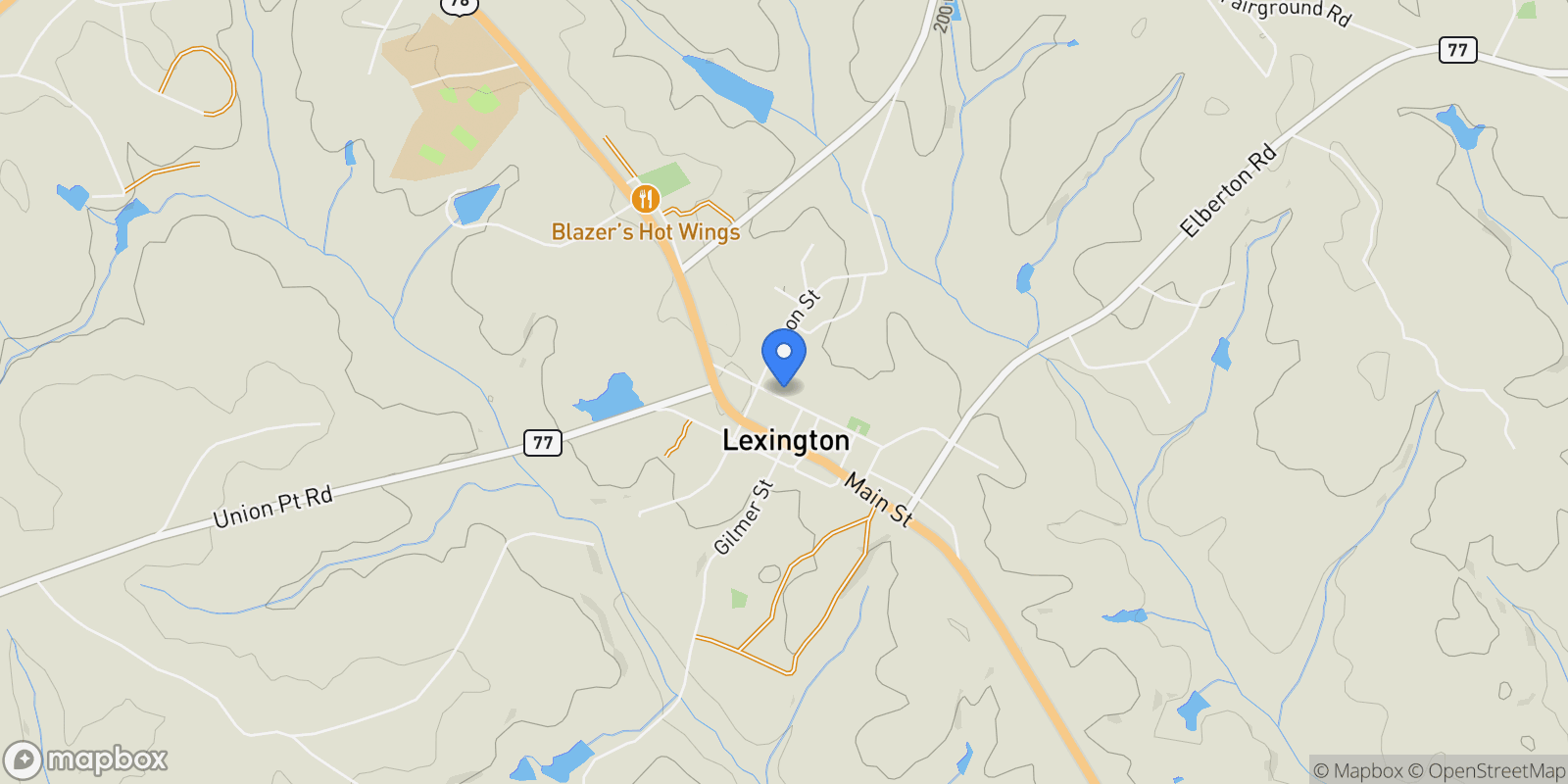 Map showing Lexington, Georgia, United States.