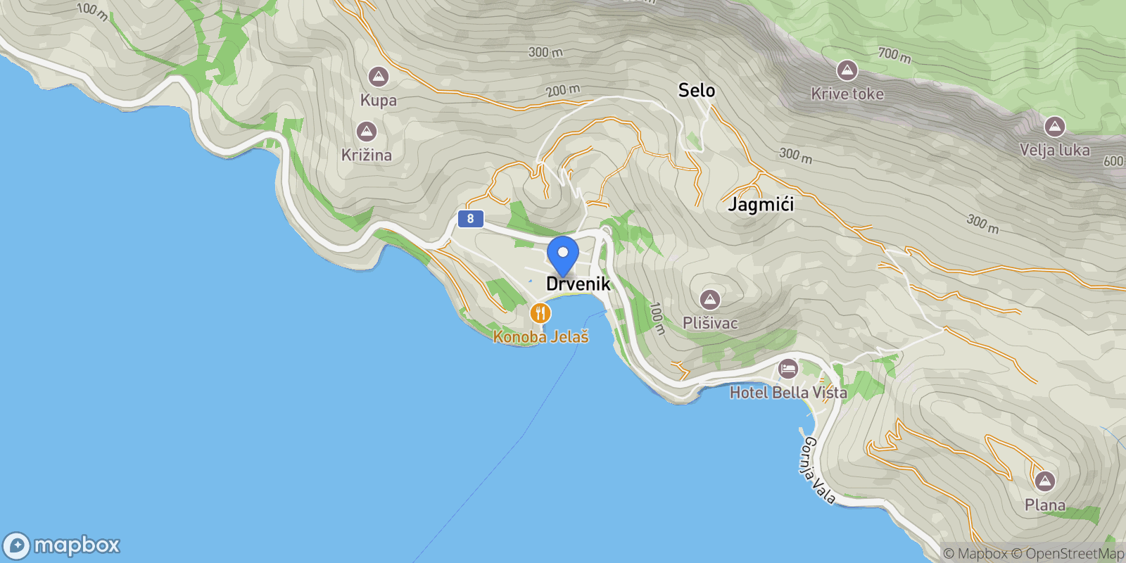Map showing Drvenik, Split-Dalmatia, Drvenik, Split-Dalmatia County, Croatia.