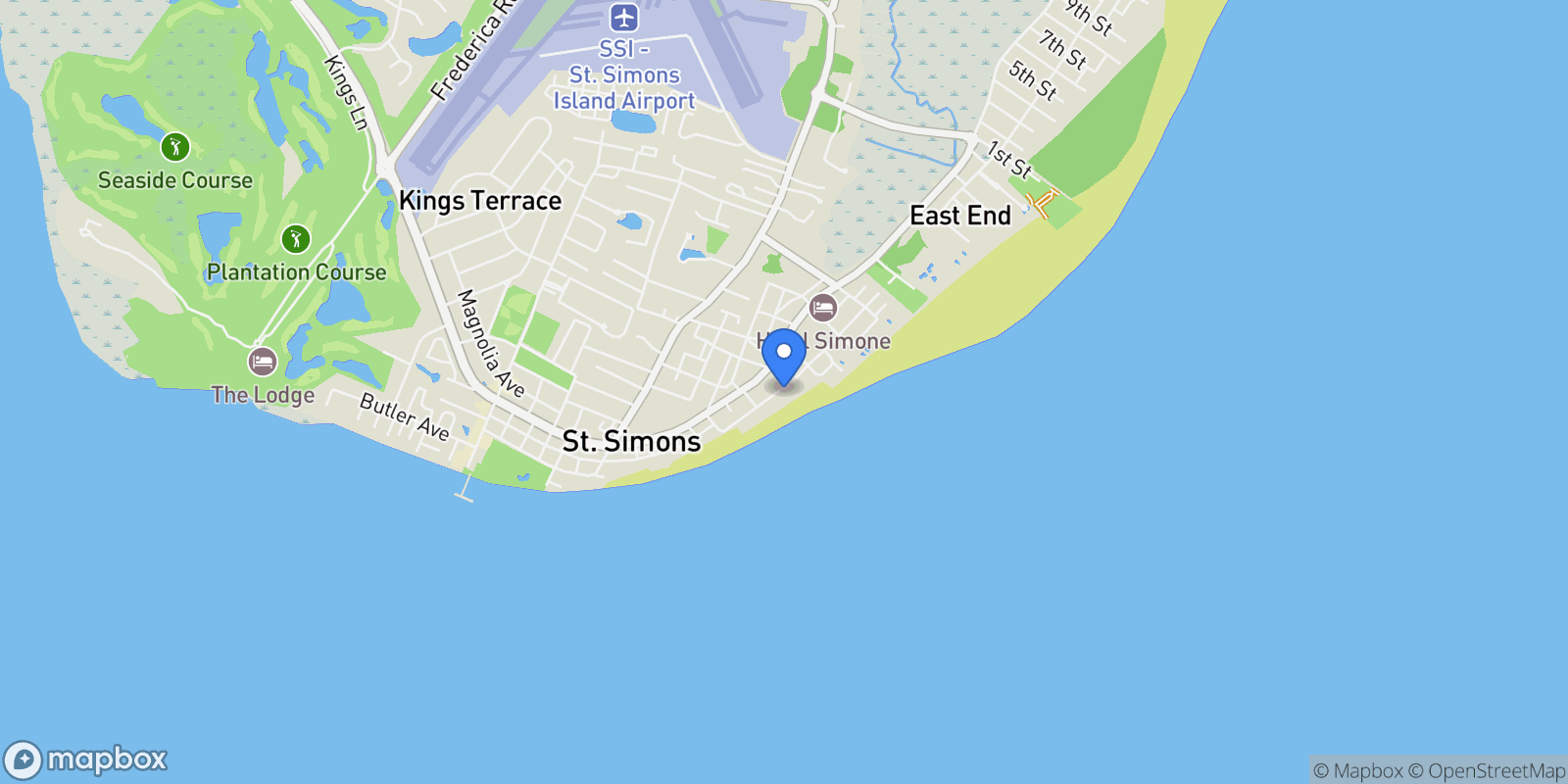 Map showing St. Simons, Georgia, United States.