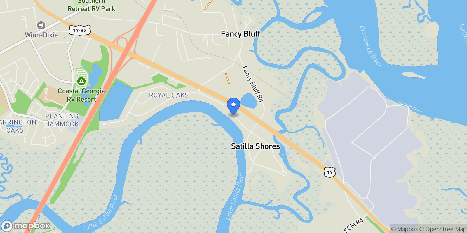 Map showing Brunswick, Georgia, United States.