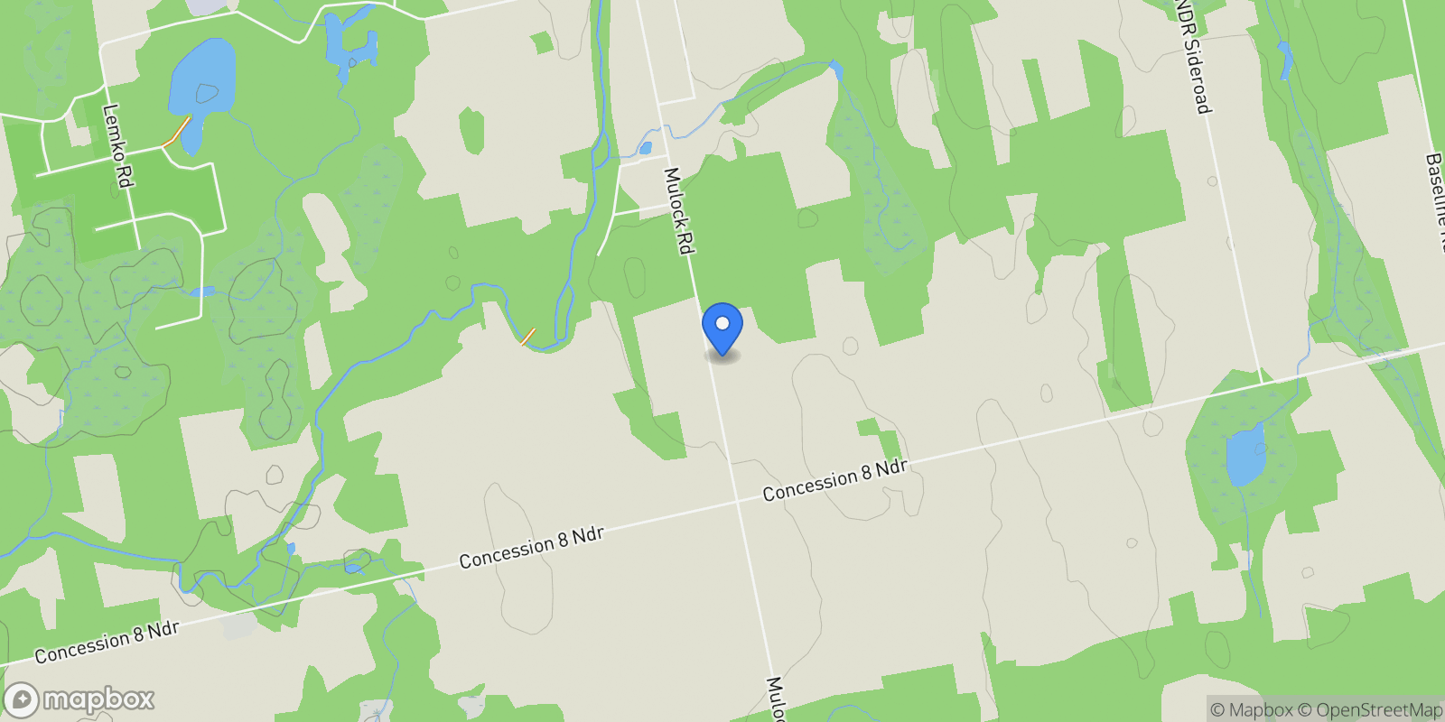Map showing 174265 Mulock Road, West Grey, ON N4N 3B9, West Grey, Ontario, Canada.