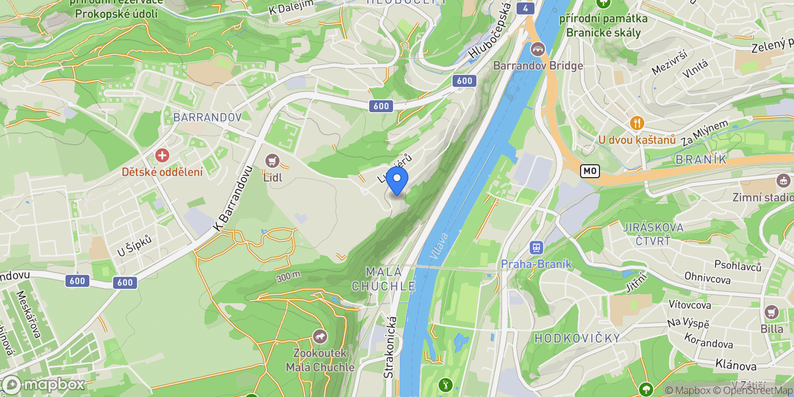 Map showing Pod Ateliéry, 152 00 Praha 5-Barrandov, Czechia, Prague, Prague, Czechia.