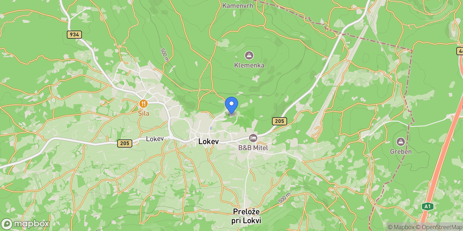 Map showing Lokev 143u, 6219 Lokev, Slovenia, Lokev, Sežana, Slovenia.