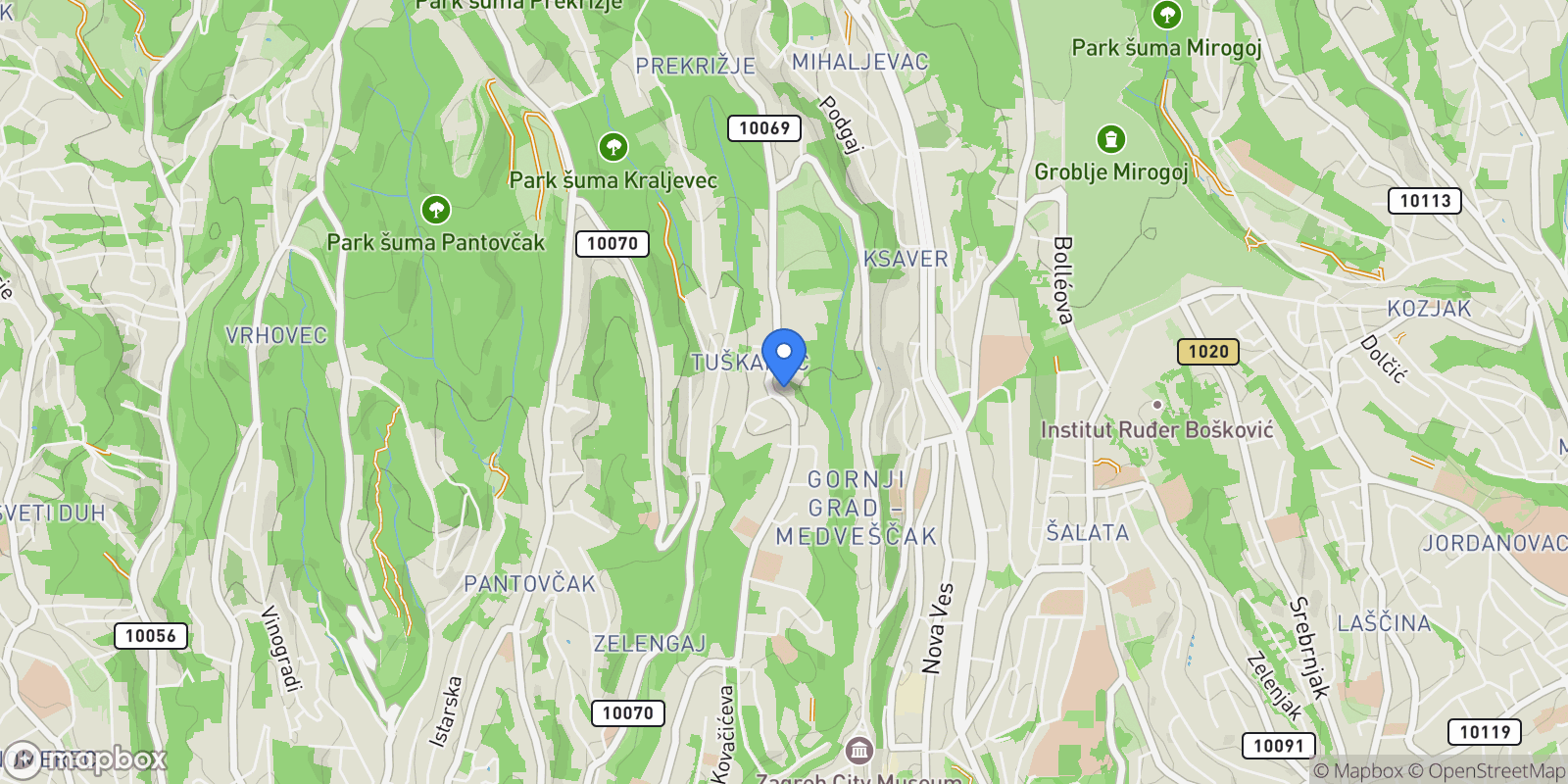 Map showing Tuškanac, Zagreb, Tuskanac, Zagreb, City of Zagreb.
