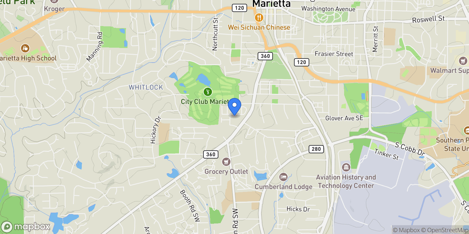 Map showing 300 Senna Street, Marietta, Georgia, United States.