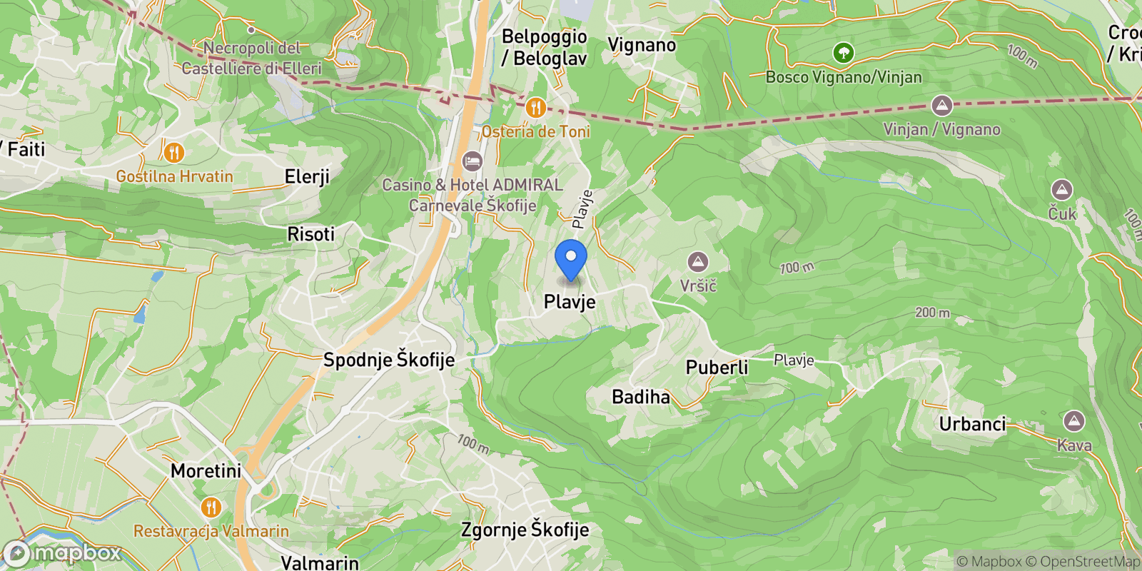 Map showing Plavje 33b, 6281 Škofije, Slovenia, Škofije, Koper, Slovenia.