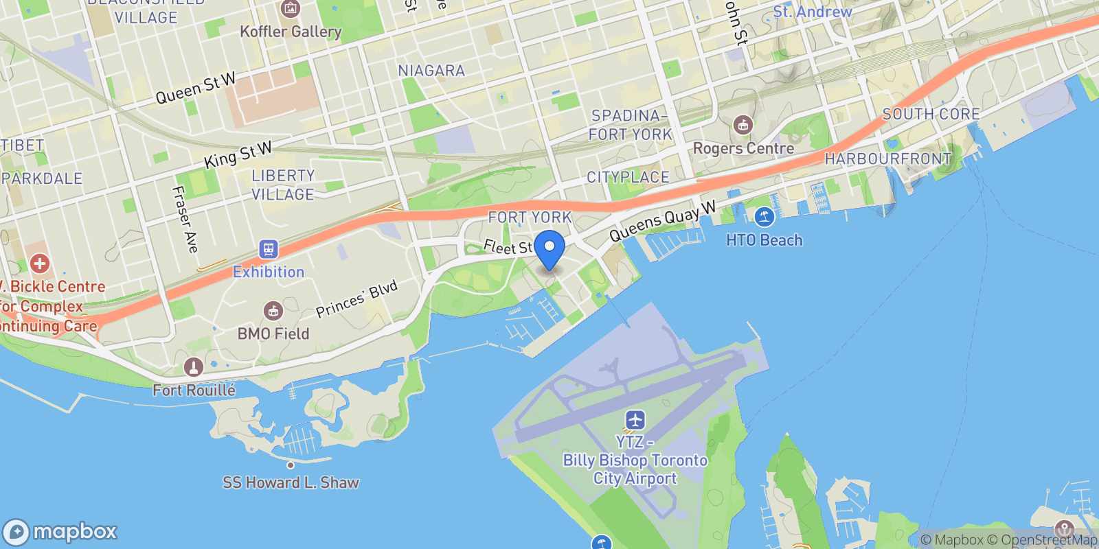 Map showing 90 Stadium Road #1002, Toronto, ON M5V 3W5, Toronto, Ontario, Canada.