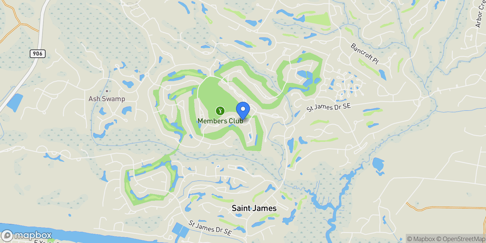Map showing 3454 Members Club Boulevard, Southport, North Carolina, United States.