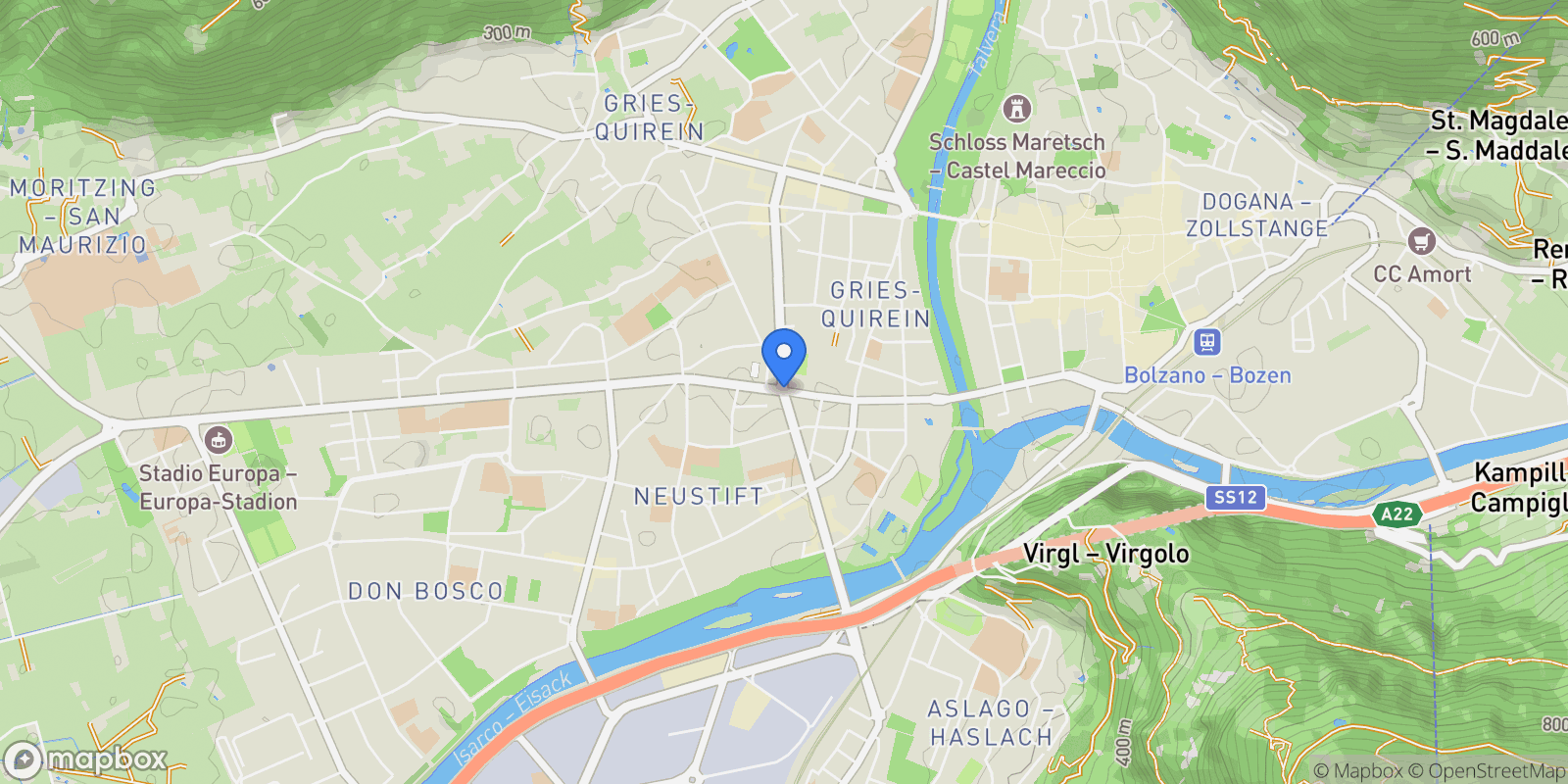 Map showing 39100 Bolzano, Autonomous Province of Bolzano – South Tyrol, Italy, Bolzano, Trentino-South Tyrol, Italy.