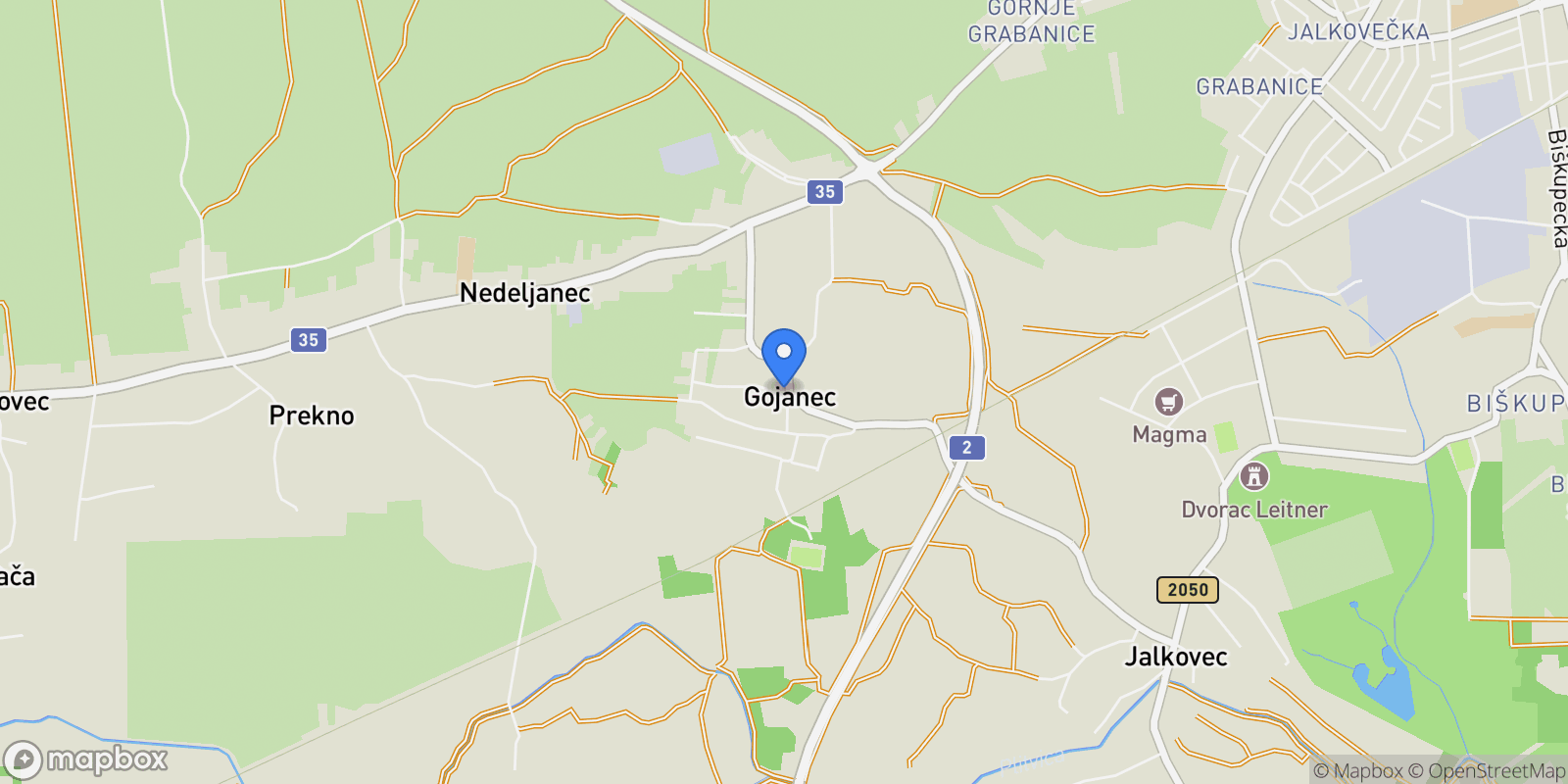 Map showing Gojanec, Varazdin, City of Varazdin, Varazdin County, Croatia.
