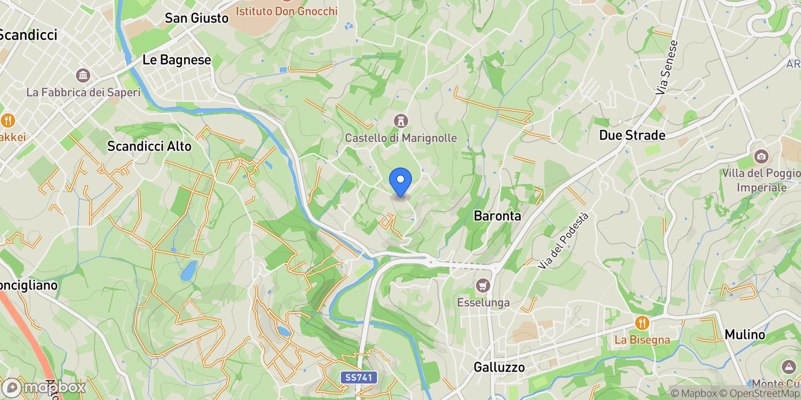 Map showing via della grillaia, 5, Florence, Tuscany, Italy.