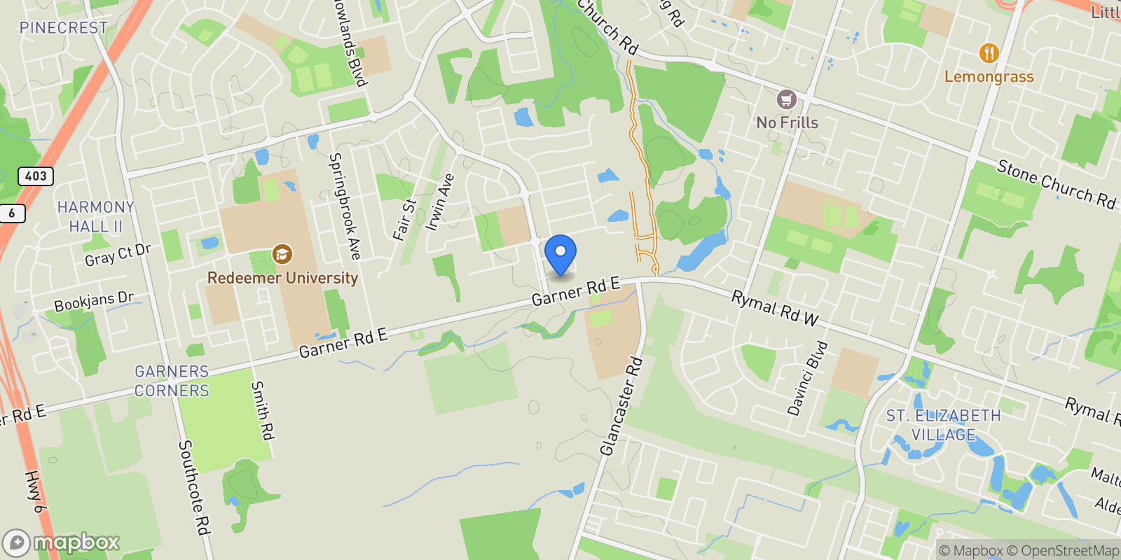 Map showing 18 Heming Trail, Hamilton, ON L9K 0J8, Hamilton, Ontario, Canada.