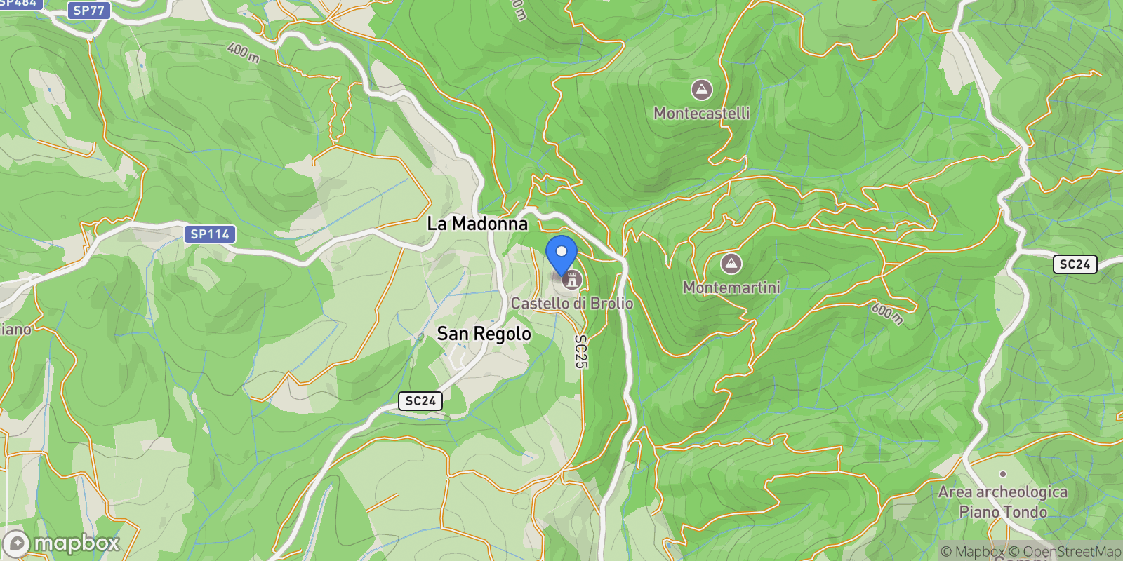 Map showing Castel di Brolio, Tuscany, Italy.