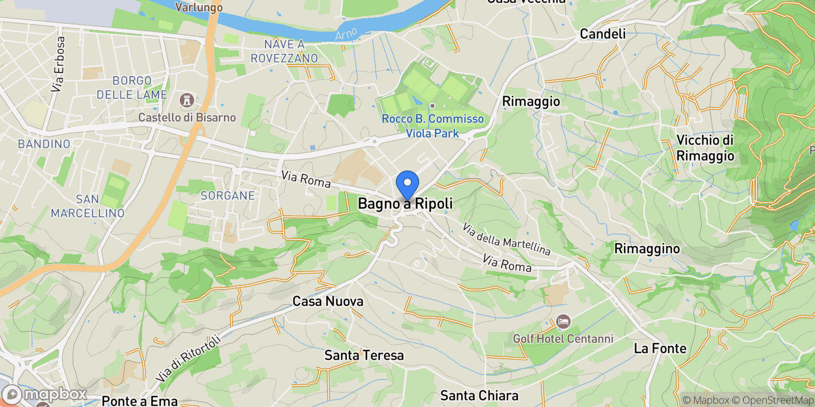 Map showing Bagno a Ripoli, Bagno A Ripoli, Tuscany, Italy.