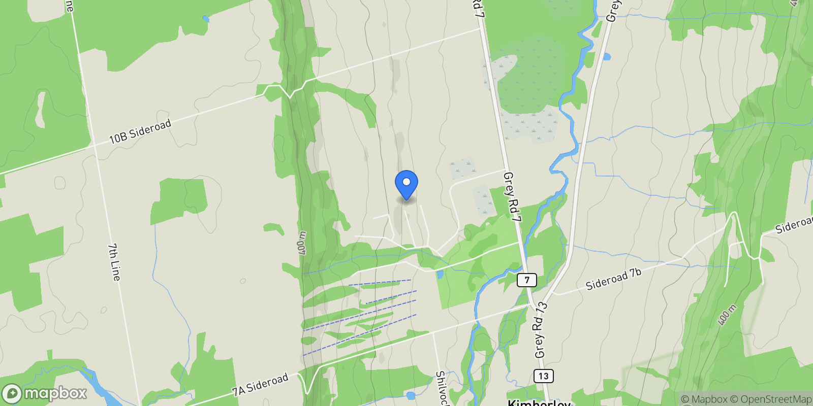 Map showing 125 Kimberley Court, Grey Highlands, Ontario, Canada.