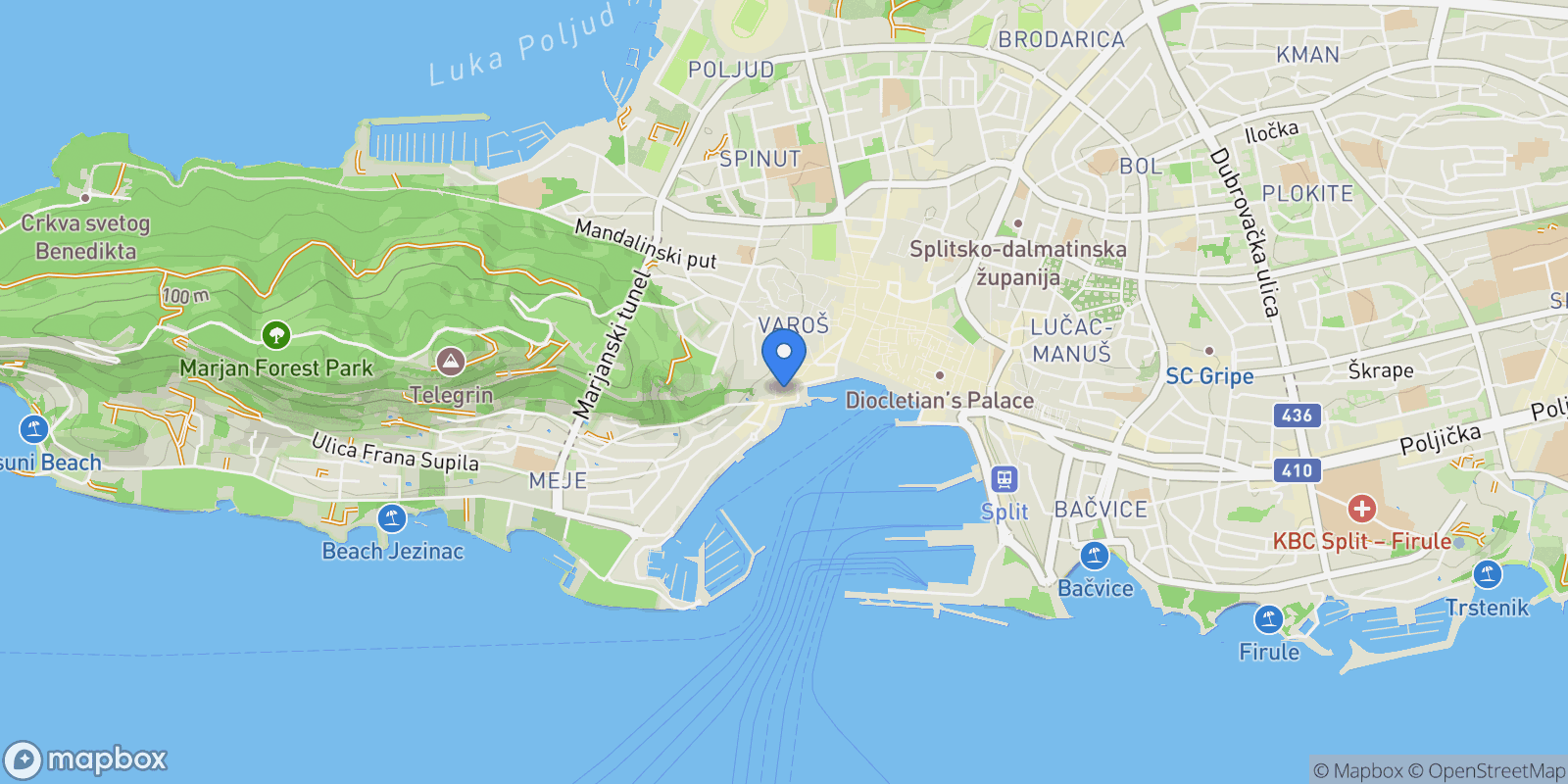 Map showing Grad, Split-Dalmatia, Varos, Split, Split-Dalmatia County.