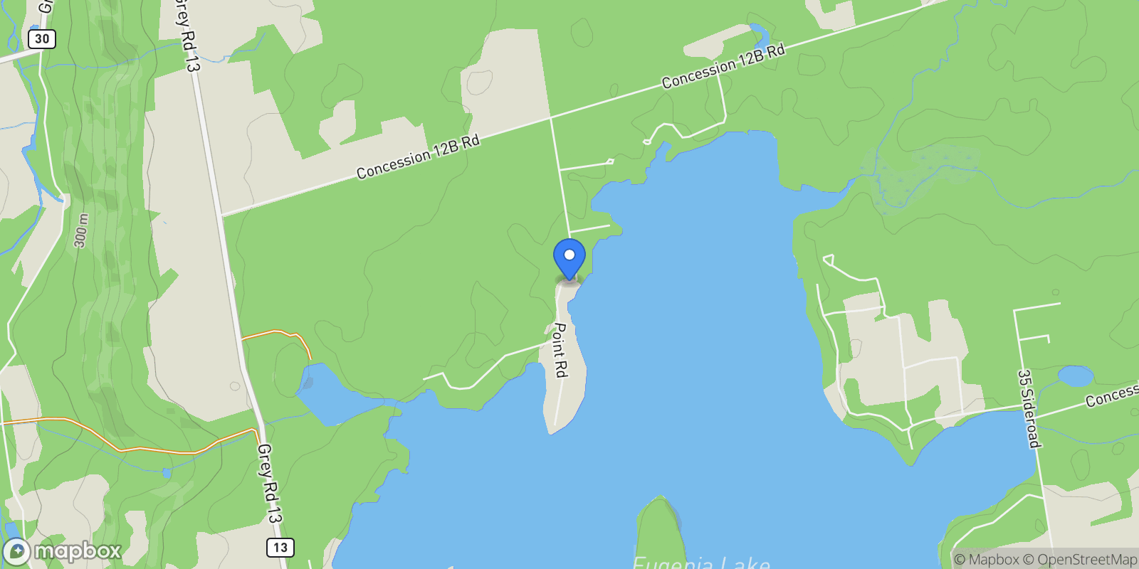 Map showing 189 Point Road, Flesherton, Ontario, Canada.