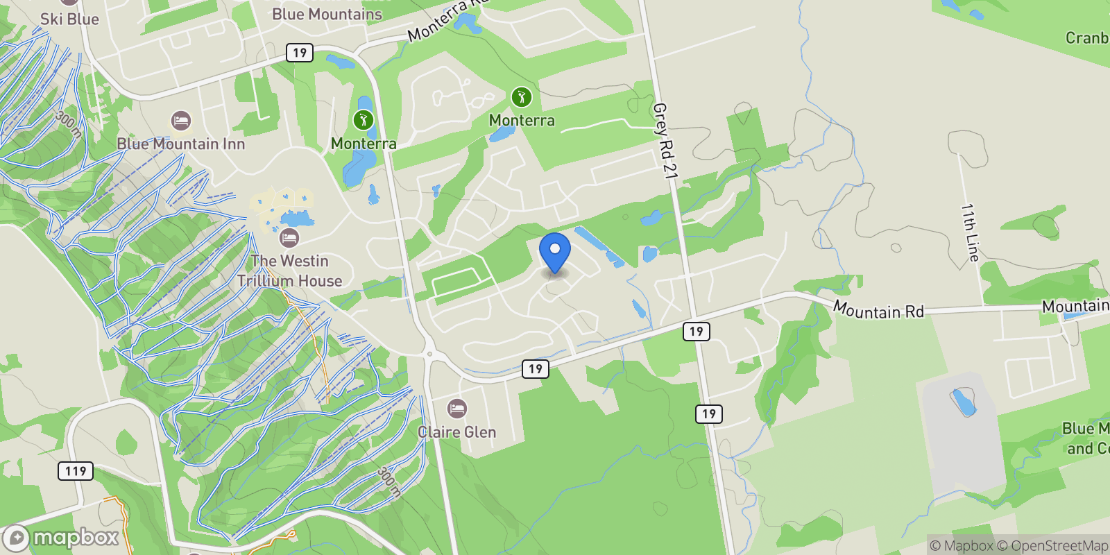 Map showing 146 Red Pine Street, Blue Mountains, Ontario, Canada.