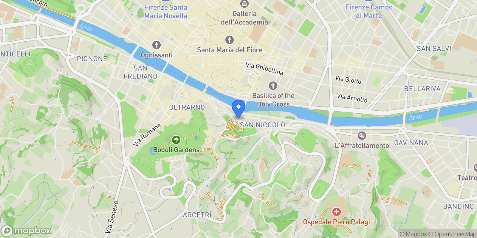 Map showing piazza mozzi, 3, Florence, Tuscany, Italy.
