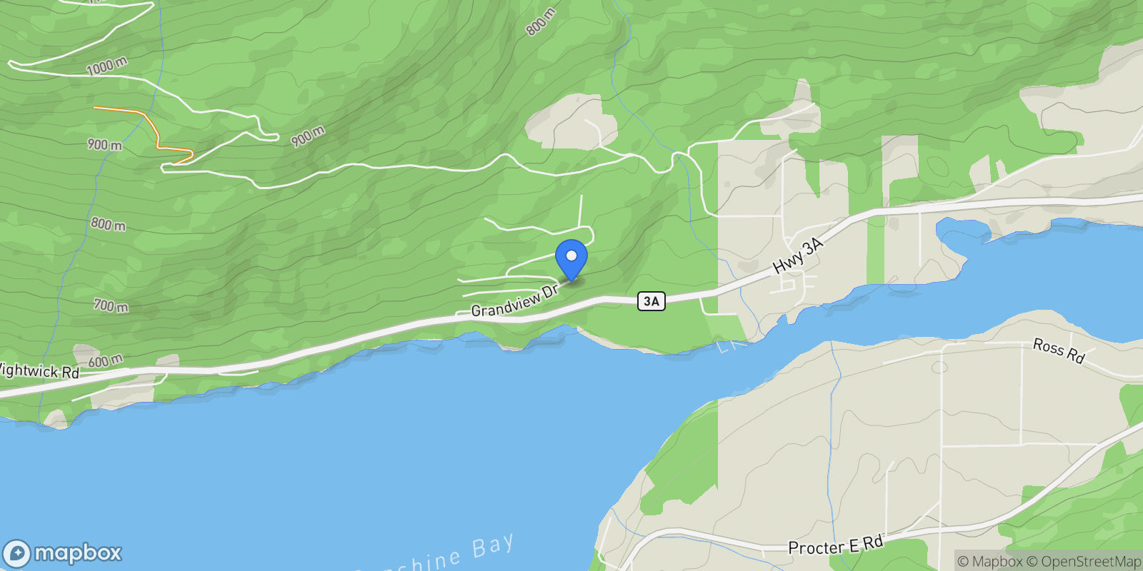 Map showing 6804 Grandview Drive, Nelson, British Columbia, Canada.