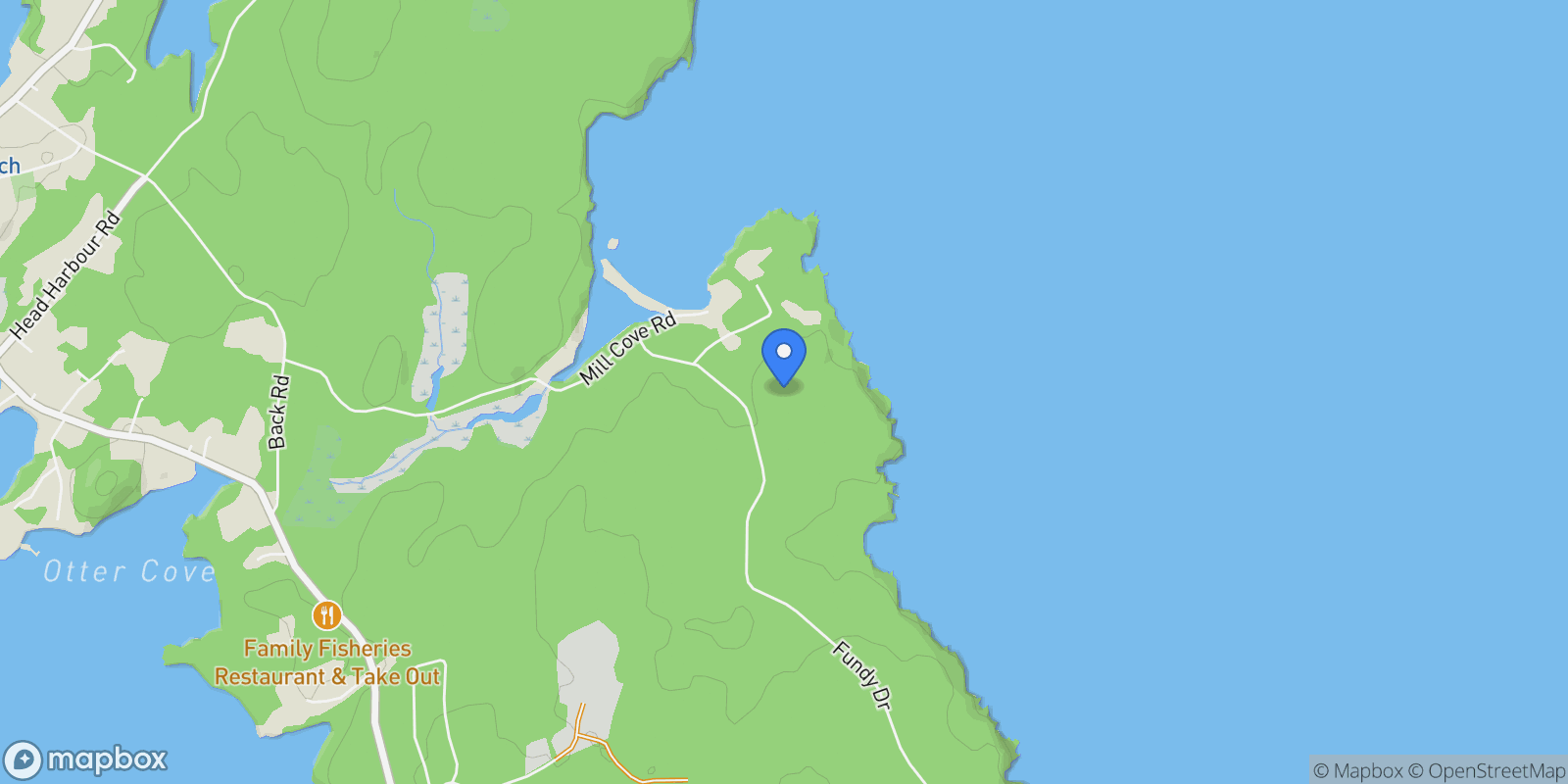 Map showing 868 Fundy Drive, Wilsons Beach, New Brunswick, Canada.