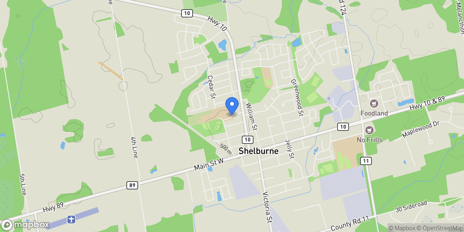 Map showing PT 2 LT 24 4th Line E, Shelburne, Ontario, Canada.