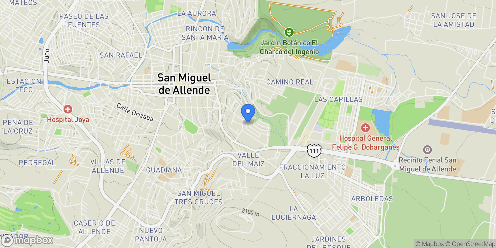 Map showing San Gamaliel 41 El Paraiso, San Miguel de Allende, GUA 37774, Presita Guadalupe, Guanajuato, Mexico.