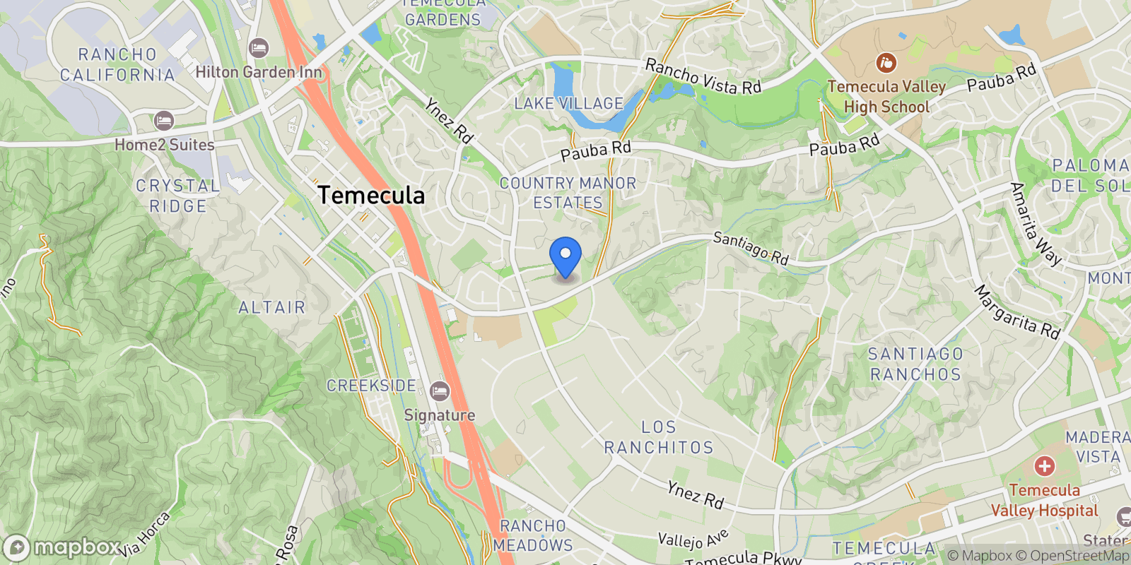 Map showing 30026 Santiago Road, Temecula, CA 92592, Temecula, California, United States.