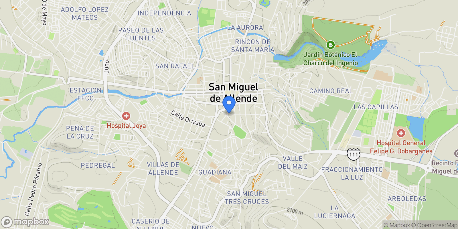 Map showing Terraplen 50 Historic Centro, San Miguel de Allende, GUA 37700, Presita Guadalupe, Guanajuato, Mexico.