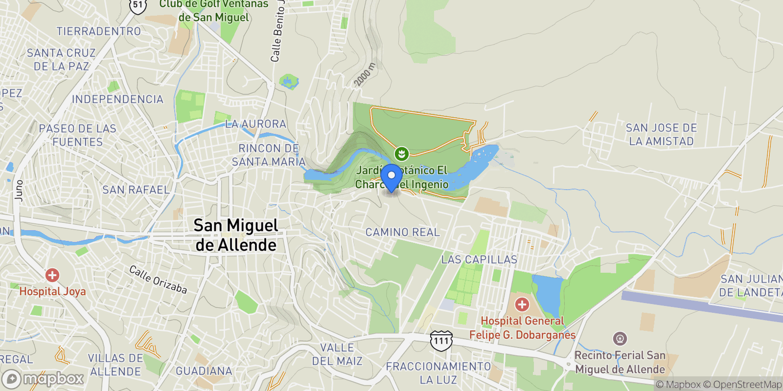 Map showing Cordoba 2 Malanquin Club de Golf, San Miguel de Allende, GUA 37797, San Miguel de Allende, Guanajuato, Mexico.