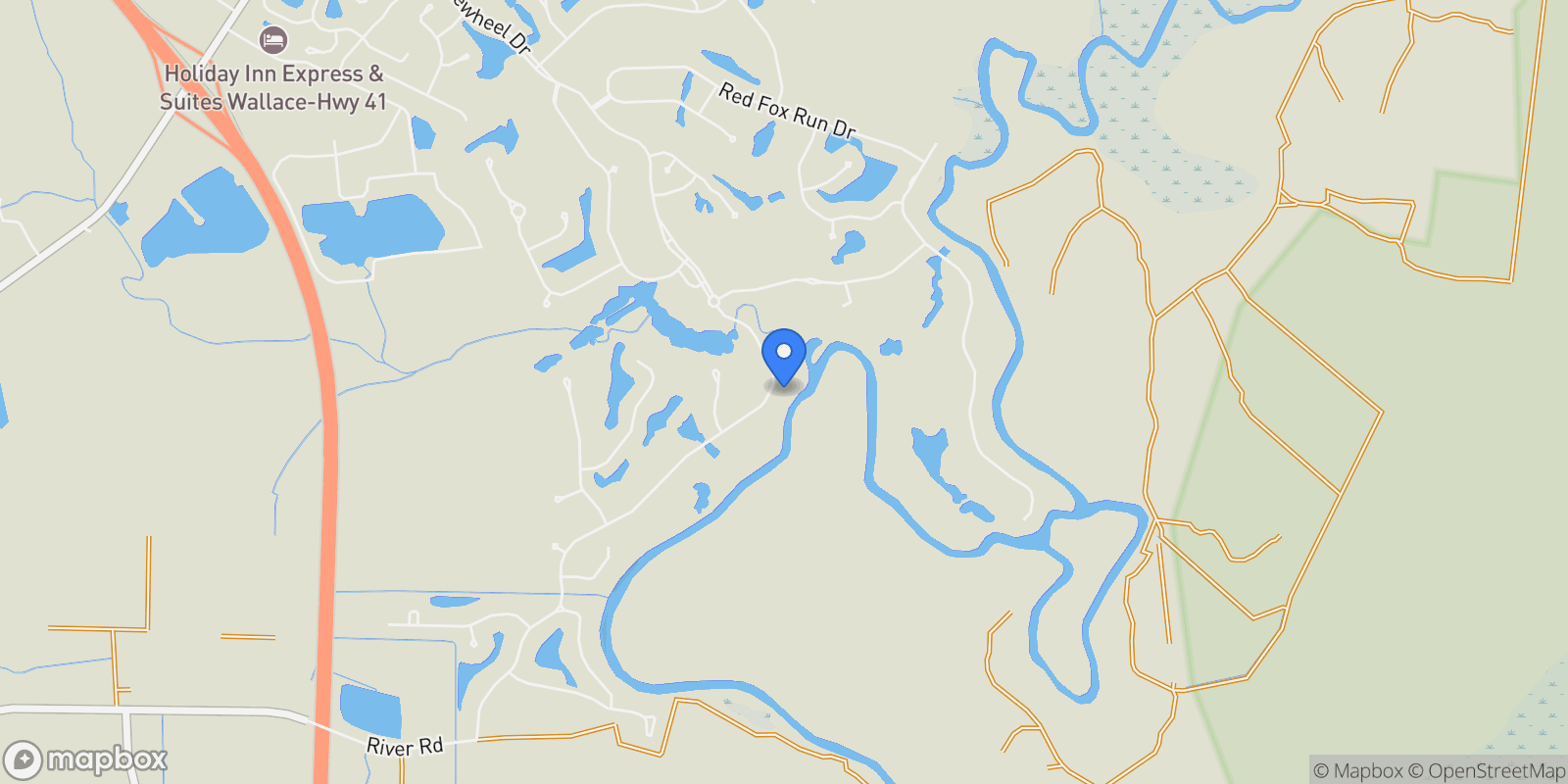 Map showing 167 River Ridge Drive, Wallace, North Carolina, United States.
