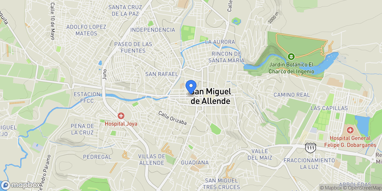Map showing Canal 56 Zona Centro, San Miguel de Allende, GUA 37700, Presita Guadalupe, Guanajuato, Mexico.