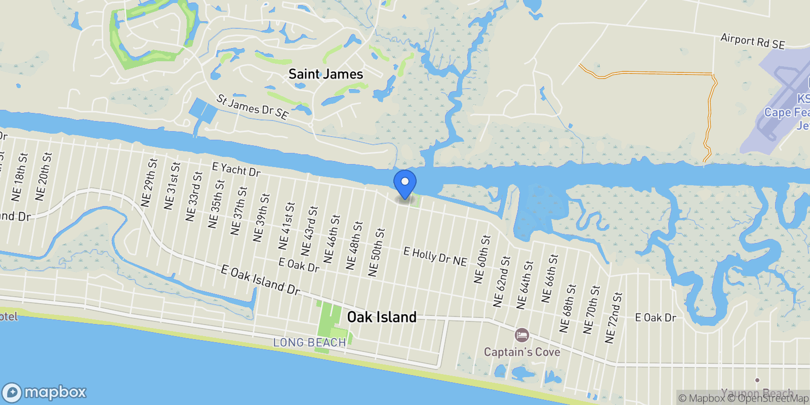 Map showing 5106 E Yacht Drive, Oak Island, North Carolina, United States.