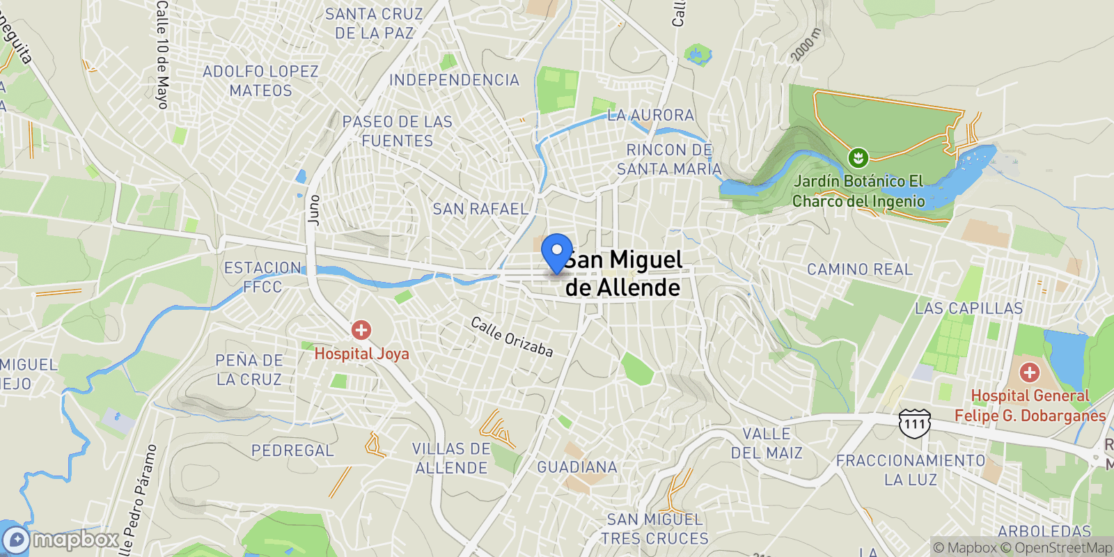 Map showing Umaran 78, San Miguel de Allende, GUA 37700, Presita Guadalupe, Guanajuato, Mexico.