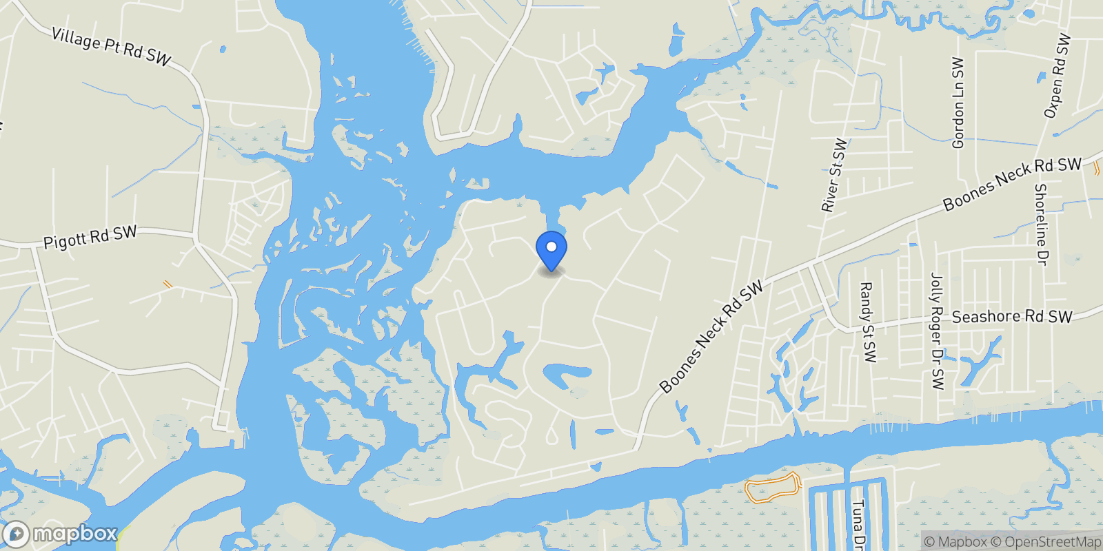 Map showing 3407 Eagle Crest Drive SW, Holden Beach, North Carolina, United States.