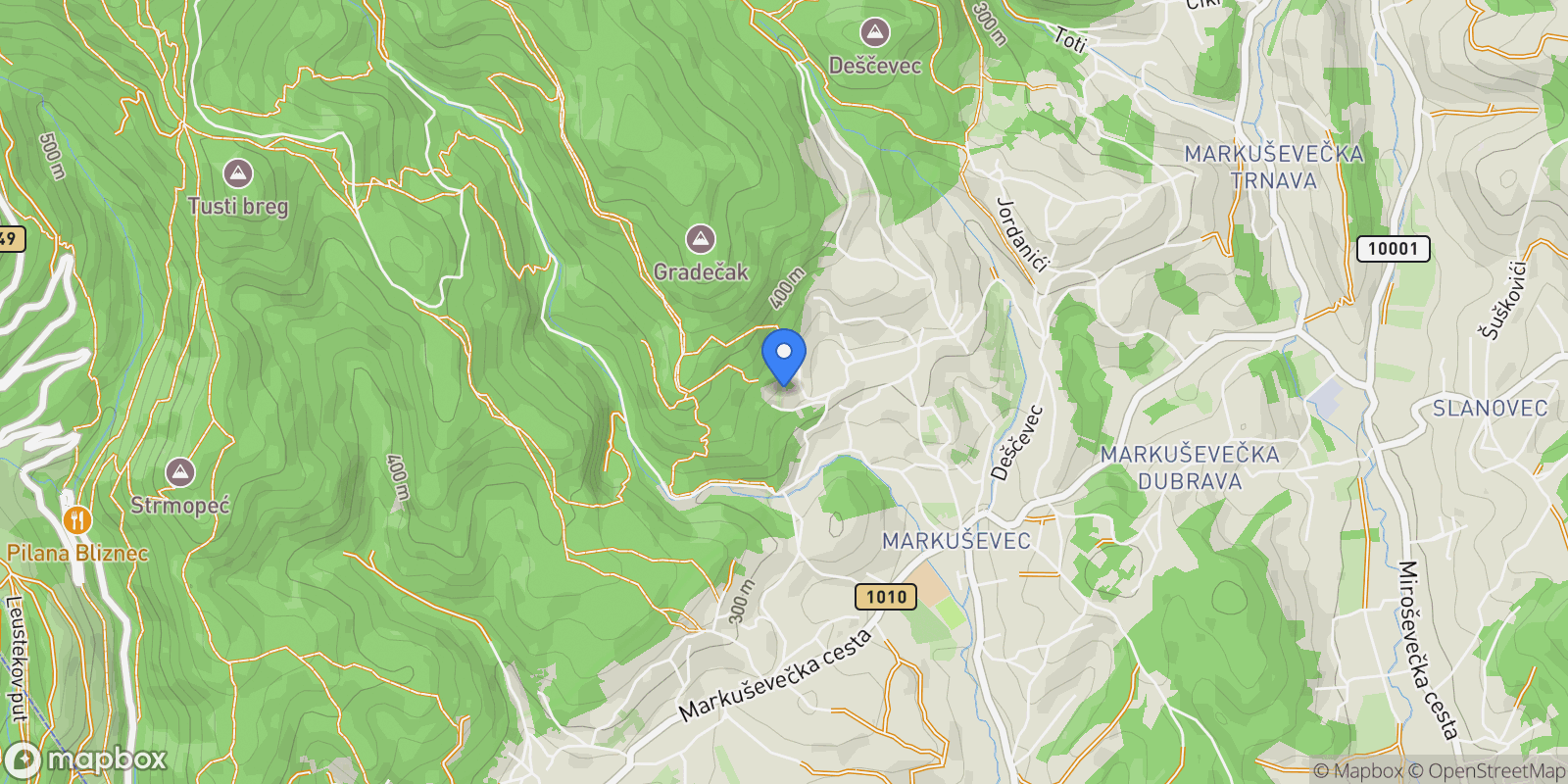 Map showing Markuševec, Zagreb, Mjesni odbor Markusevec, Zagreb, City of Zagreb.