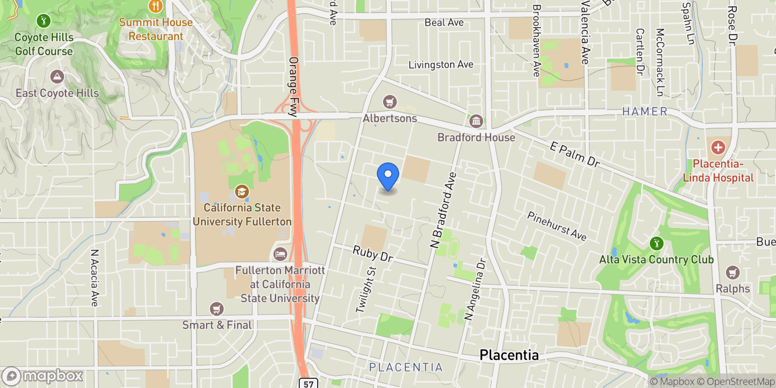 Map showing 518 SHEREE Lane, Placentia, California, United States.