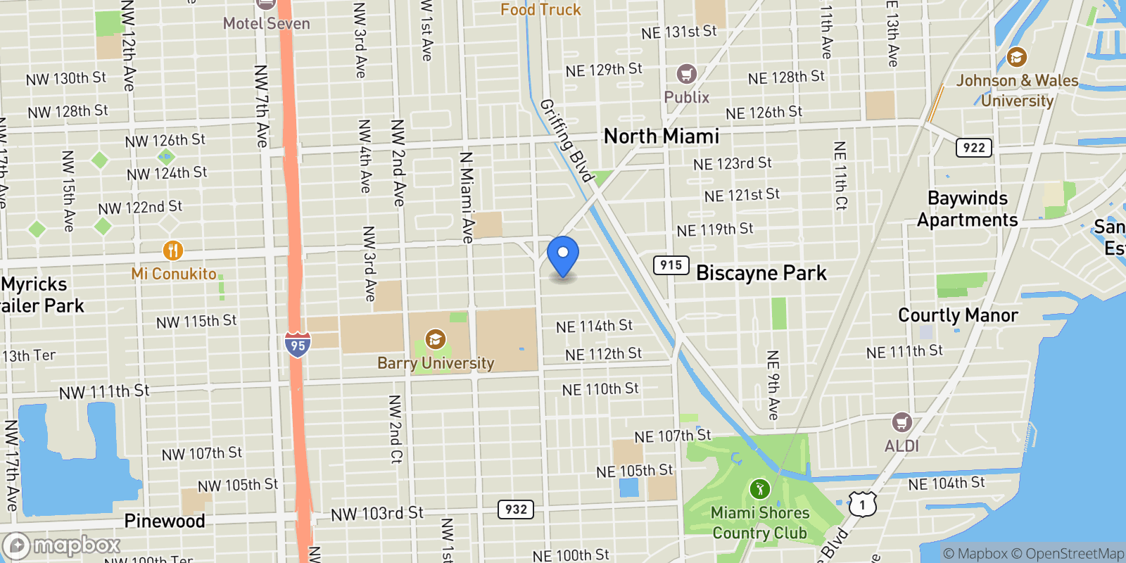 Map showing 266 NE 117th St, Miami, FL 33161, Miami, Florida, United States.