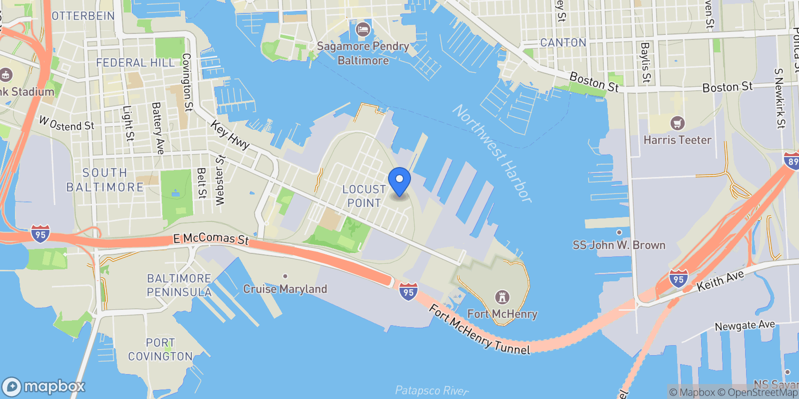 Map showing 1200 Steuart Street , 1811, Baltimore, MD 21230, Baltimore, Maryland, United States.