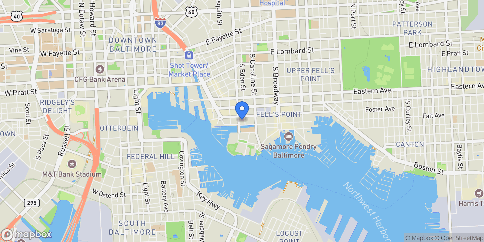 Map showing 1330 Lancaster Street , C301, Baltimore, MD 21231, Baltimore, Maryland, United States.