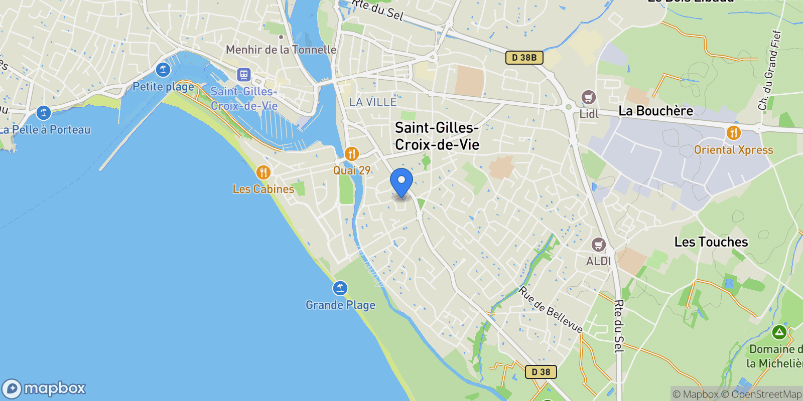 Map showing Saint-Gilles-Croix-de-Vie, Pays de la Loire, France.