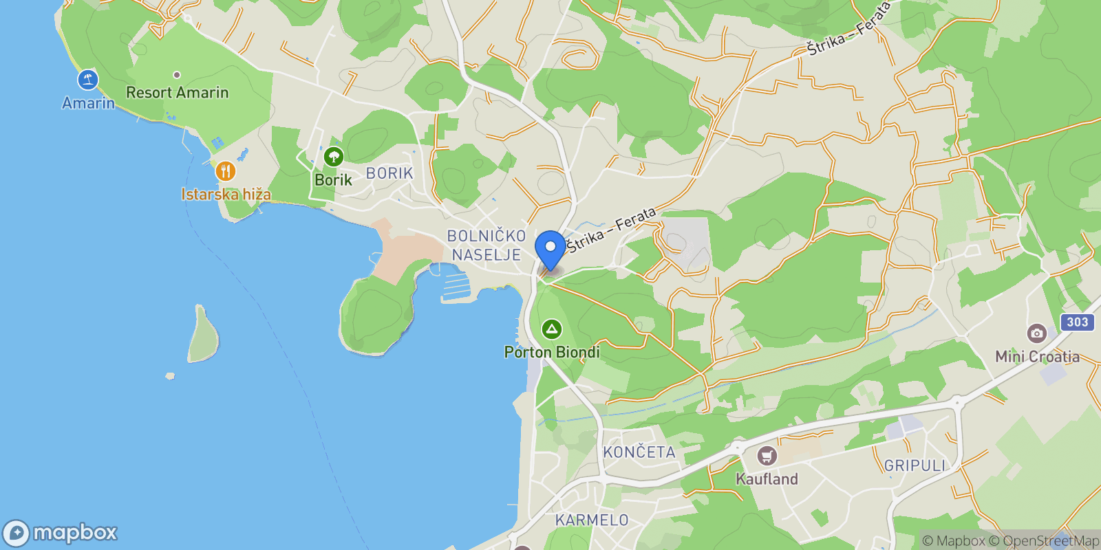 Map showing Rovinj, Istria, Rovinj, Istria County, Croatia.