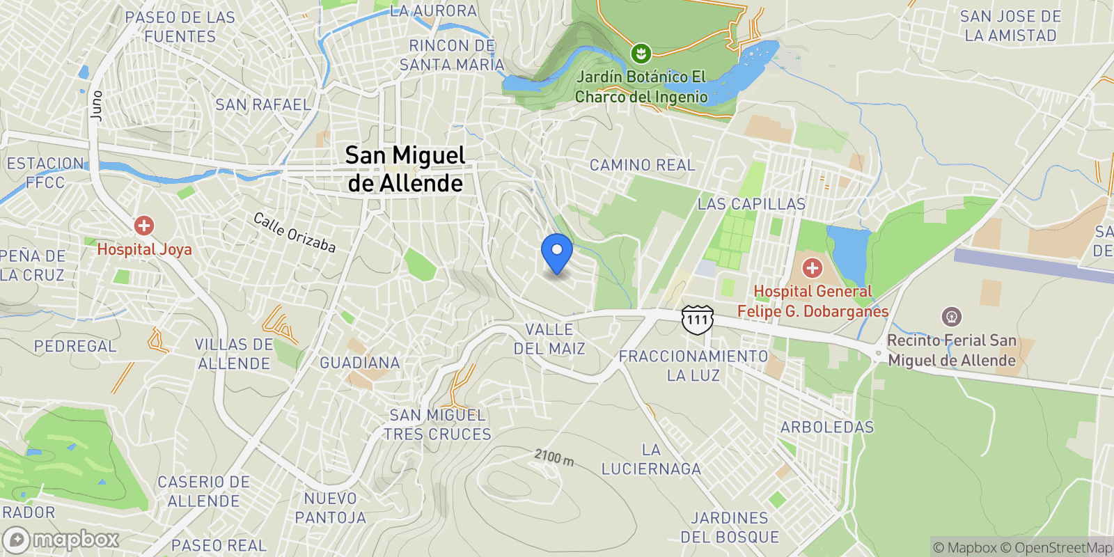 Map showing San Gamaliel 26, El Paraiso, San Miguel de Allende, GUA, San Miguel de Allende, Guanajuato, Mexico.