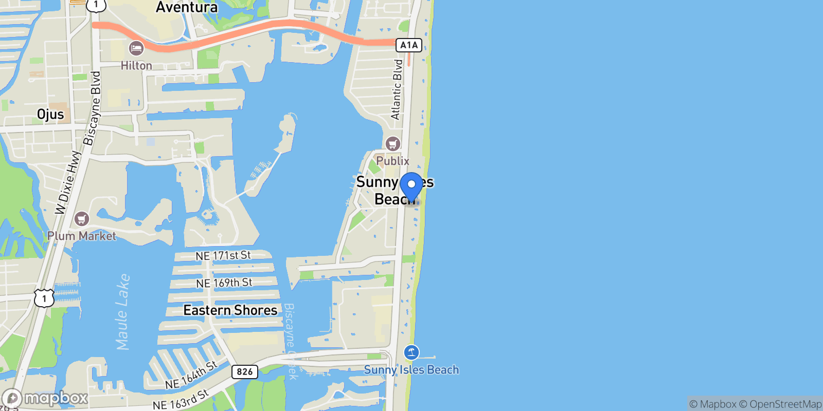 Map showing 17901 Collins Ave #1803, Sunny Isles Beach, FL 33160, Golden Beach, Florida, United States.